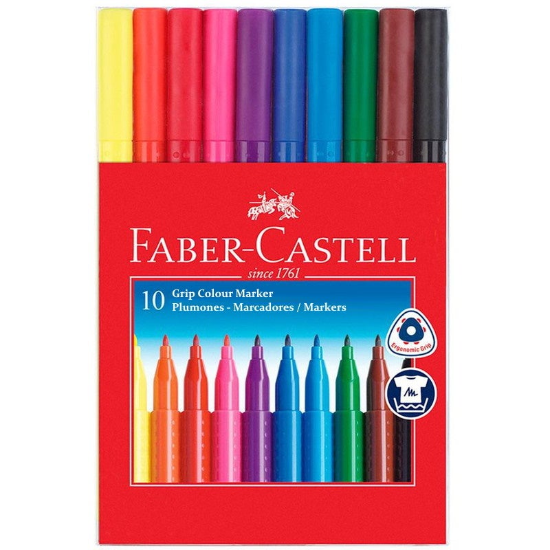 Faber-castell Grip Colour Markers 10 Pack in White Toyco