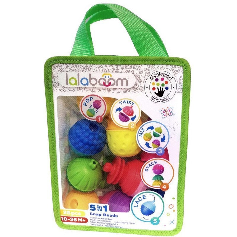 Lalaboom 2 Sensory Balls and 6 Educational Beads - Rabbit and