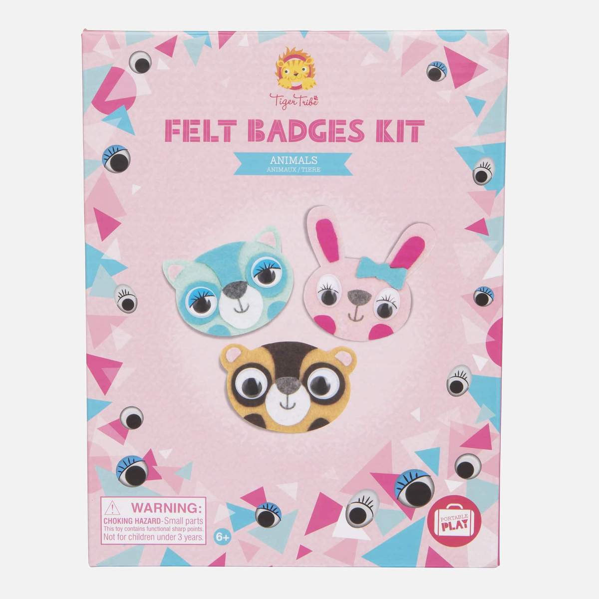 Tiger Tribe Felt Badges Kit Animals in White | Toyco